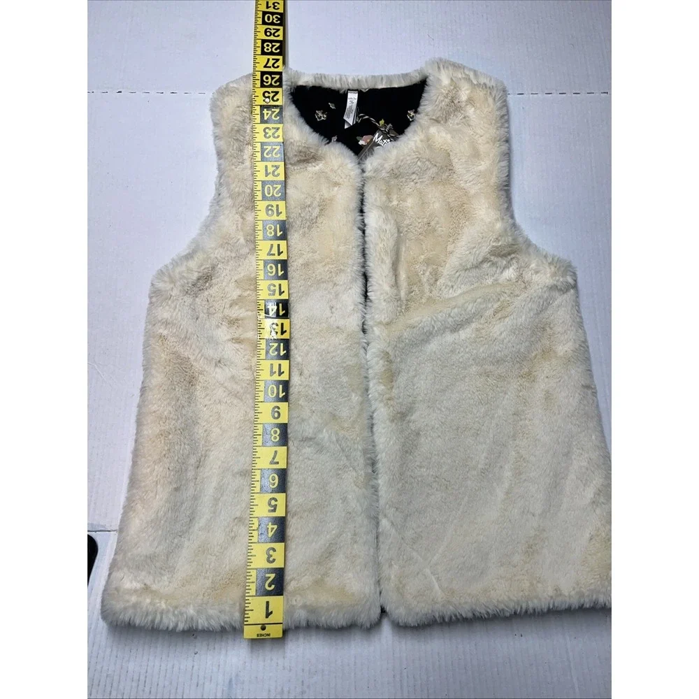 Matilda Jane Reversible‎ Vest White Faux Fur Plush Soft & Navy Floral NEW